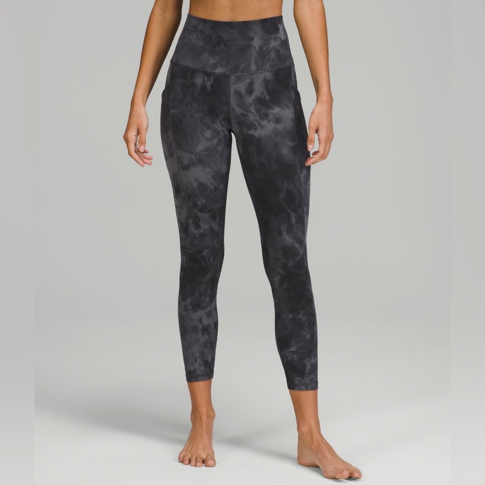 Lululemon Align High rise pant w/ pockets 25” dye pitch grey graphite size 6